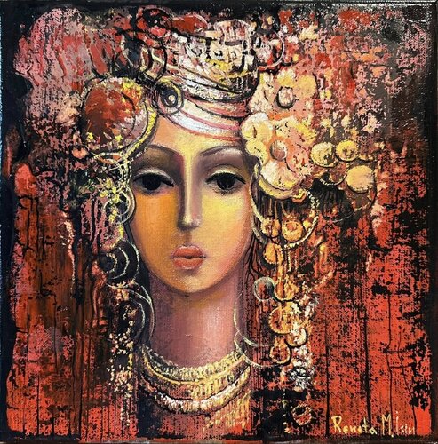 " Woman with flowers " No.3 di Reneta Isin, Pittura in vendita su Singulart