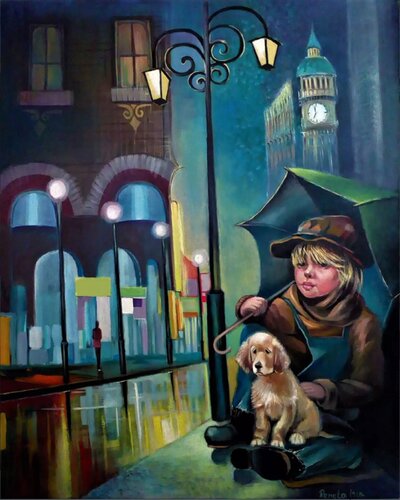 " City Lights " ( Gavroche ) van Reneta Isin, Schilderij te koop op Singulart