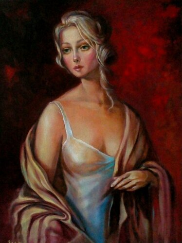 " Venice 16th Century " -  Venetian Courtesan van Reneta Isin, Schilderij te koop op Singulart