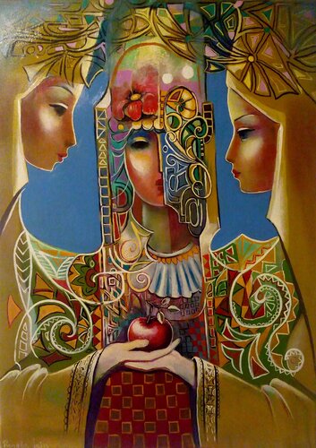 " The Red Apple " van Reneta Isin, Schilderij te koop op Singulart