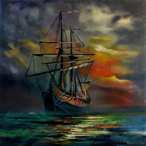 " Royal Fortune " - Bartholomew Roberts Ship van Reneta Isin, Schilderij te koop op Singulart