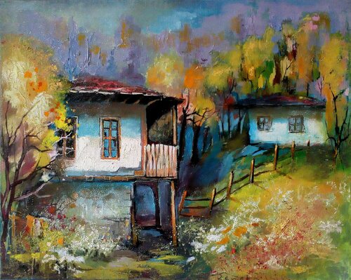 " Village house " di Reneta Isin, Pittura in vendita su Singulart