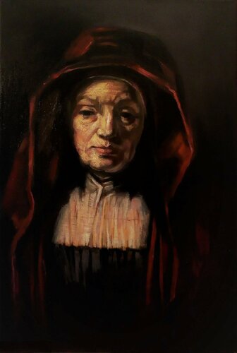 Old Woman inspired from Rembrandt Painting " Mother of Rembrandt " von Reneta Isin, Malerei kaufen auf Singulart