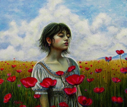 Les marques rouges du ciel van Aldehy, Schilderij te koop op Singulart