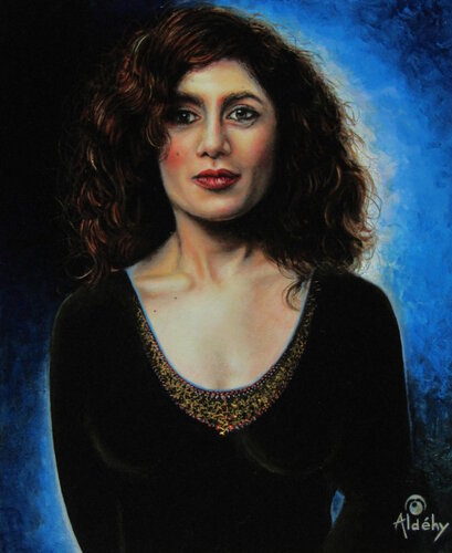 Le cri persan - Portrait d'Abnousse Shalmani. di Aldehy, Pittura in vendita su Singulart