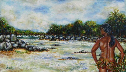 Plage  d'Accueil van Aldehy, Schilderij te koop op Singulart