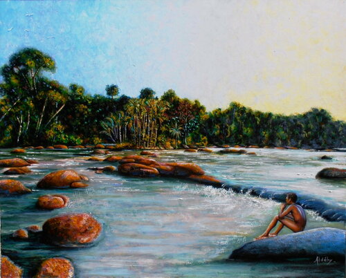 LE RÊVEUR DE LA RIVE. di Aldehy, Pittura in vendita su Singulart