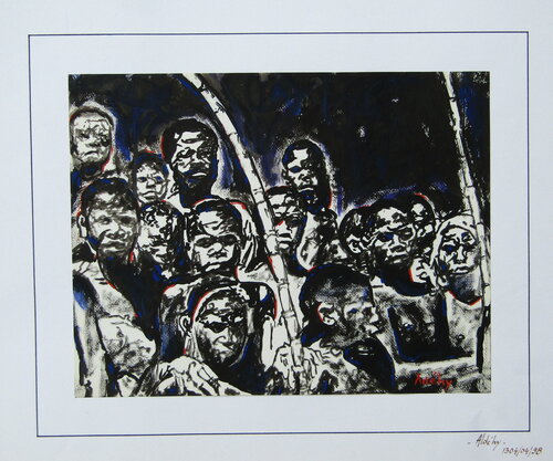 "Le repos des danseurs "- Fête du Toka - île de Tanna - Vanuatu. by Aldehy, 素描 for Sale on Singulart