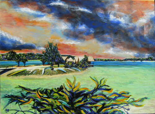 Ile du pacifique sud - Vanuatu. de Aldehy, Pintura a la venta en Singulart
