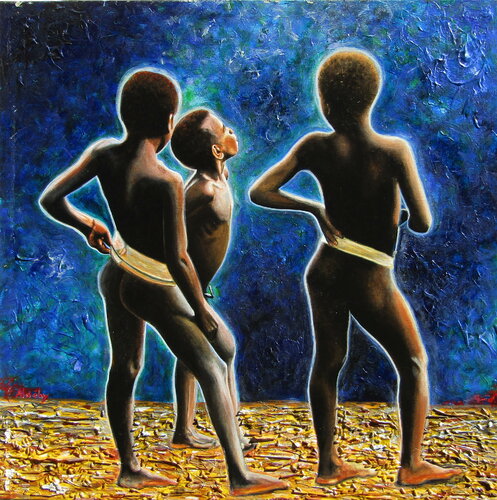 L'attente. Saut du Gaul - Vanuatu. von Aldehy, Malerei kaufen auf Singulart