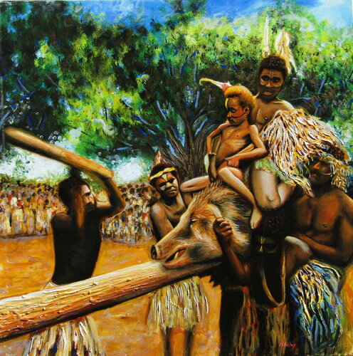 Cérémonie pour la fête du Toka van Aldehy, Schilderij te koop op Singulart