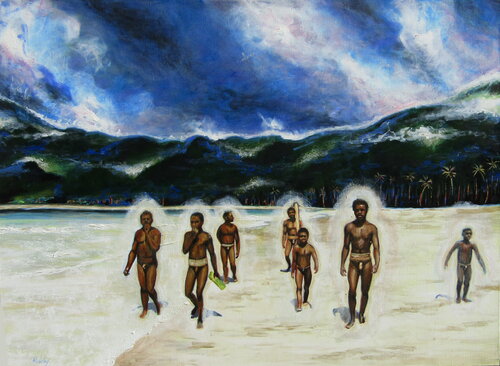 La plage De Maevo, au Creusot ? van Aldehy, Schilderij te koop op Singulart