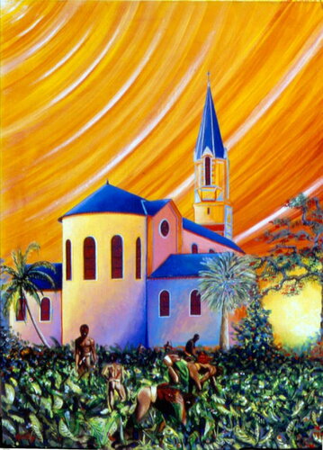 Façade Sud le l'église St Laurent du creusot. di Aldehy, Pittura in vendita su Singulart
