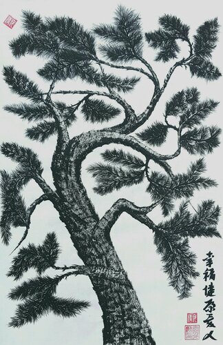 pine tree5 by Karis Kim, Work on Paper for Sale on Singulart