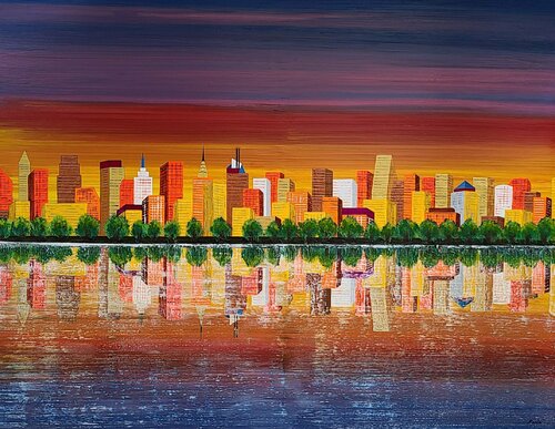 sunset city di Karis Kim, Pittura in vendita su Singulart