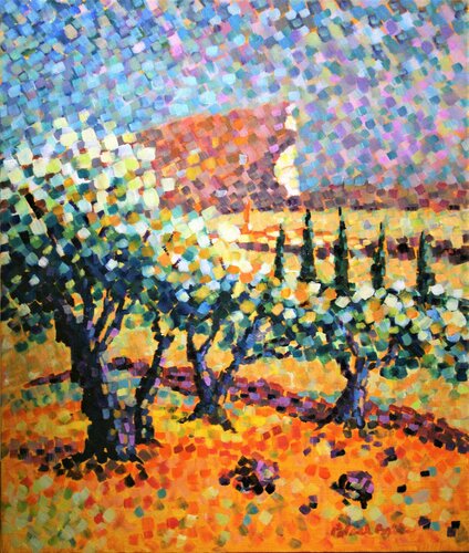 Lumières provencales en pointillés .. de Patrick Briere, Pintura a la venta en Singulart