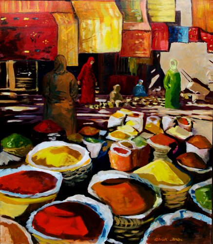 Marché aux epices de Patrick Briere, Pintura a la venta en Singulart