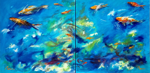 A contre-courant (dyptique) de Patrick Briere, Pintura a la venta en Singulart