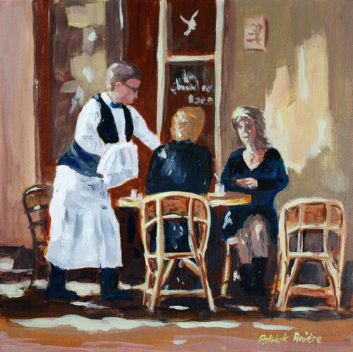 Terrasse de café parisienne di Patrick Briere, Pittura in vendita su Singulart