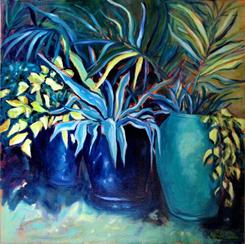 Les pots bleus de Patrick Briere, Pintura a la venta en Singulart