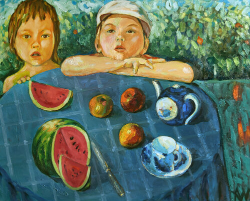 SOMMER - ERWARTUNGEN DER KINDER de Alexander Wotschel, Pintura a la venta en Singulart