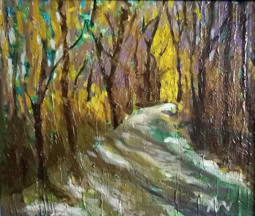 WALDSTRASSE IM HERBST van Alexander Wotschel, Schilderij te koop op Singulart