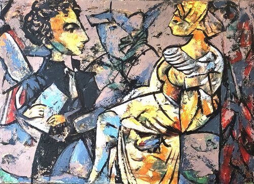 Ein junger Lyzeum und eine wichtige Person by Alexander Wotschel, Painting for Sale on Singulart