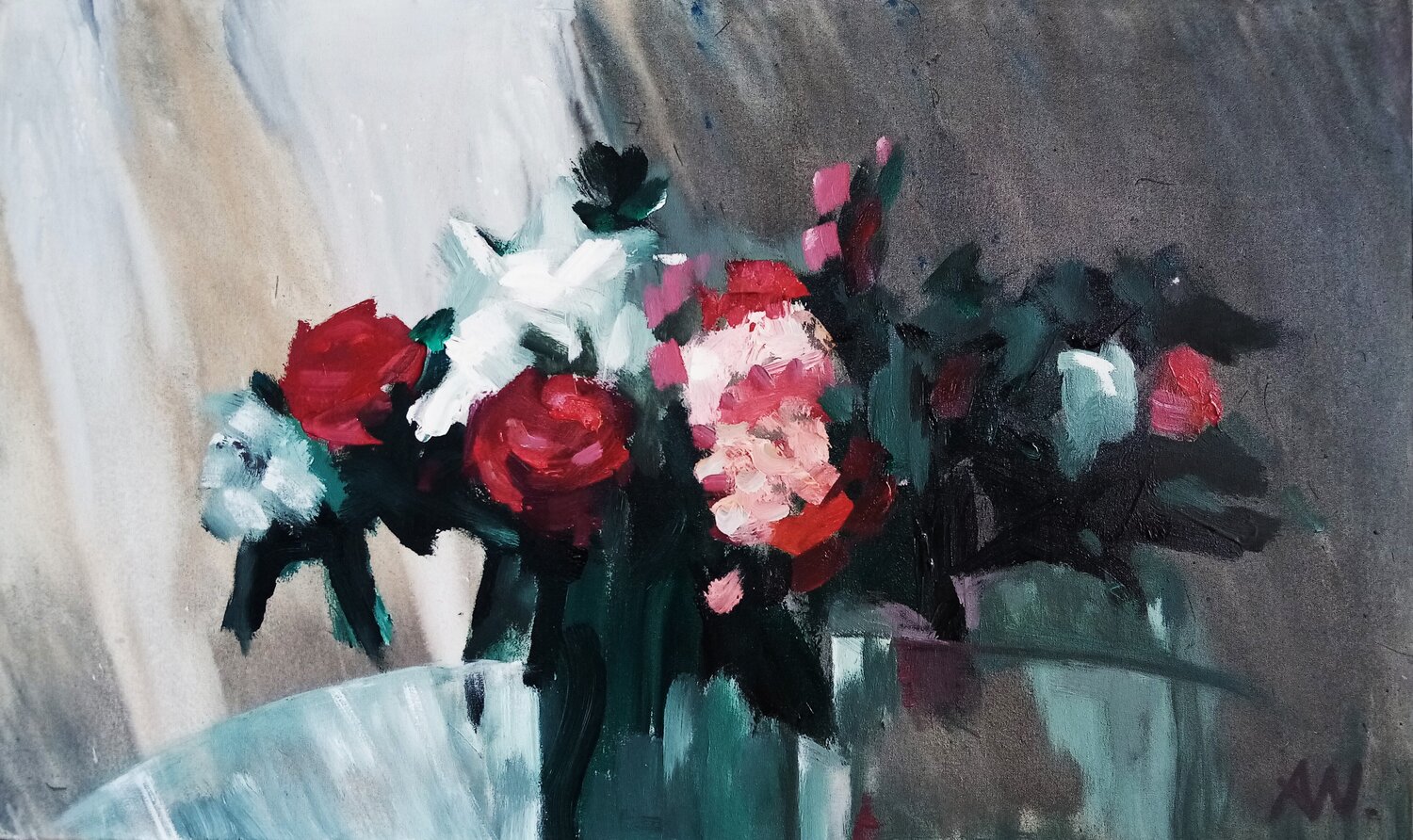 BLUMEN AUF EINEM GLASTISCH Alexander Wotschel