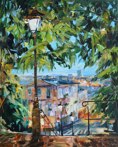 Escaliers de Montmartre par Olga Novokhatska, Peinture en vente sur Singulart
