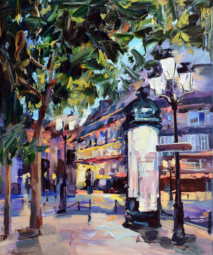 Place de la Comédie Française le soir par Olga Novokhatska, Peinture en vente sur Singulart