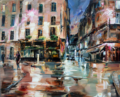 Paris la nuit par Olga Novokhatska, Peinture en vente sur Singulart