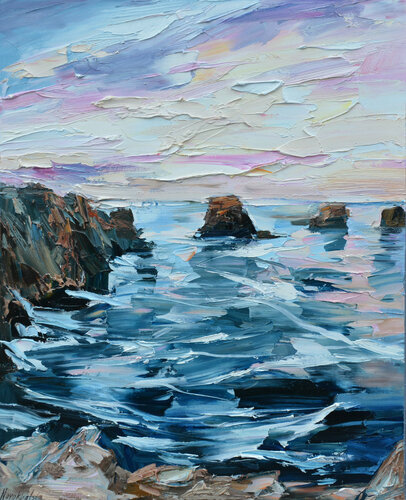 Coucher de soleil en Bretagne par Olga Novokhatska, Peinture en vente sur Singulart