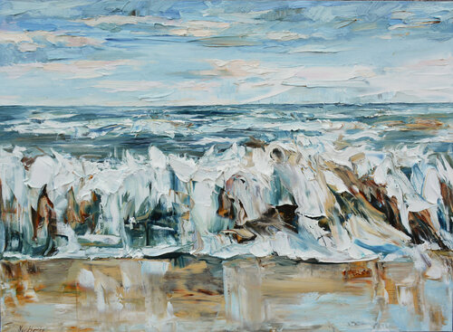 Vagues de Bretagne II par Olga Novokhatska, Peinture en vente sur Singulart