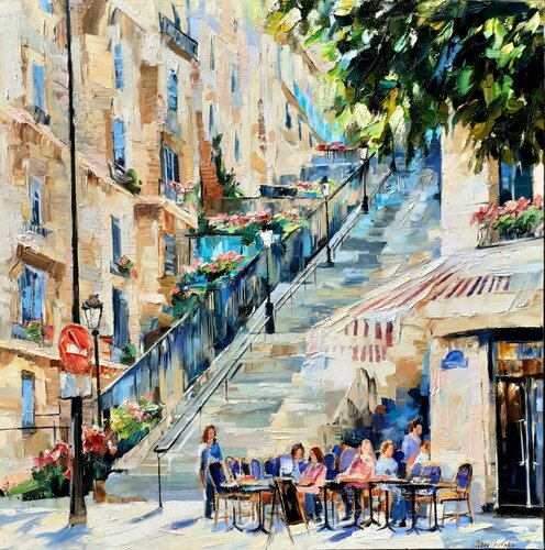 Café La Halte di Olga Novokhatska, Pittura in vendita su Singulart