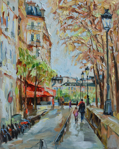 Balade à l'île St. Louis by Olga Novokhatska, 회화 for Sale on Singulart