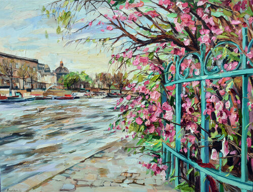 Seine au printemps par Olga Novokhatska, Peinture en vente sur Singulart