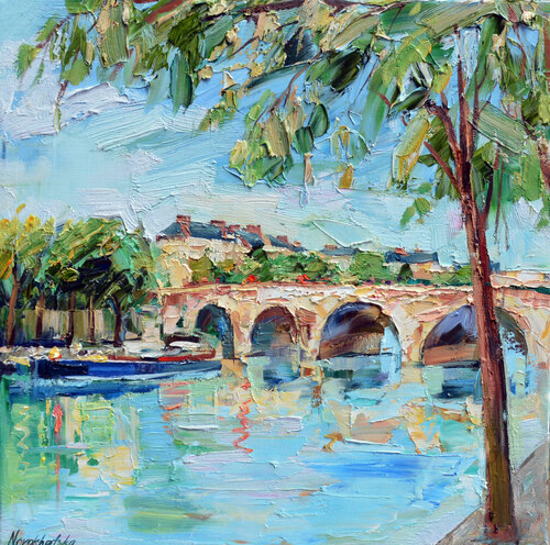Vue sur la Seine par Olga Novokhatska, Peinture en vente sur Singulart