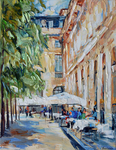 Dans le jardin du Palais Royal par Olga Novokhatska, Peinture en vente sur Singulart
