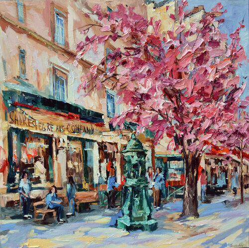 Shakespeare & Company au printemps di Olga Novokhatska, Pittura in vendita su Singulart