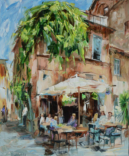Au café italien di Olga Novokhatska, Pittura in vendita su Singulart