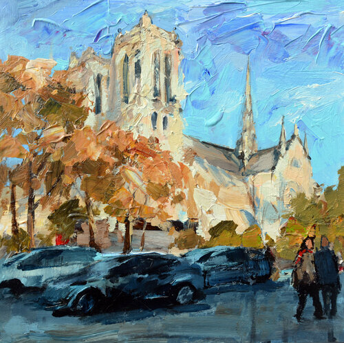 Sur les quais de Notre Dame di Olga Novokhatska, Pittura in vendita su Singulart