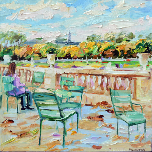 Etude d'un jardin parisien di Olga Novokhatska, Pittura in vendita su Singulart