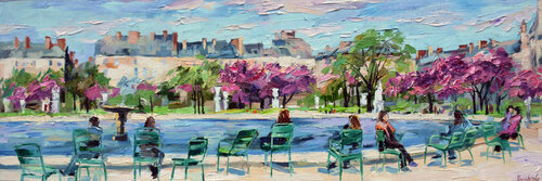 Au jardin de Tuileries di Olga Novokhatska, Pittura in vendita su Singulart