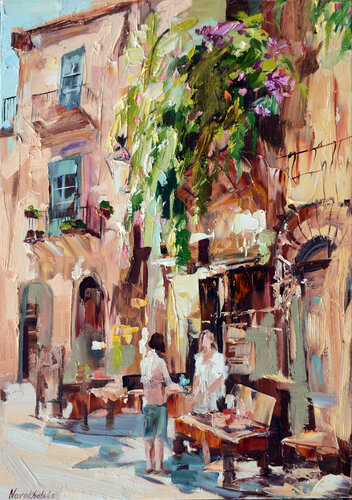 Scène de vie italienne di Olga Novokhatska, Pittura in vendita su Singulart