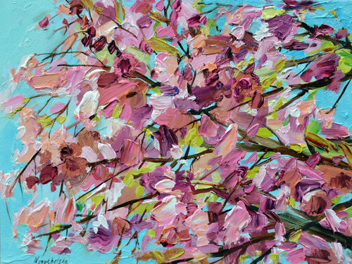 Arbre fleuri di Olga Novokhatska, Pittura in vendita su Singulart