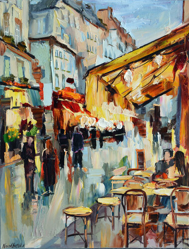 Rue Montorgueil di Olga Novokhatska, Pittura in vendita su Singulart