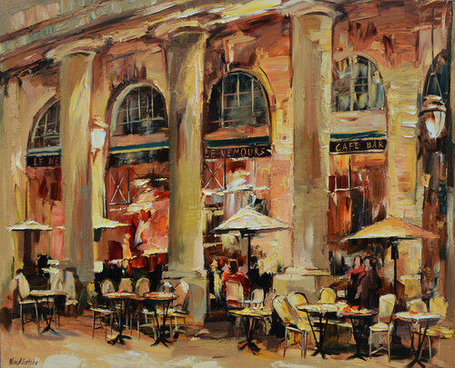 Café Le Nemours le soir di Olga Novokhatska, Pittura in vendita su Singulart