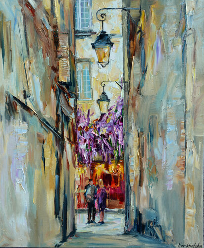 Rue du Chat qui Pêche di Olga Novokhatska, Pittura in vendita su Singulart