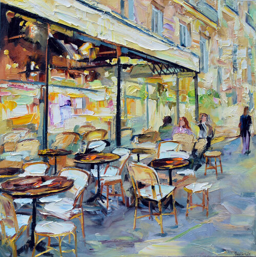 Terrasse parisienne par Olga Novokhatska, Peinture en vente sur Singulart