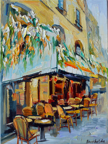 Café Paradis par Olga Novokhatska, Peinture en vente sur Singulart